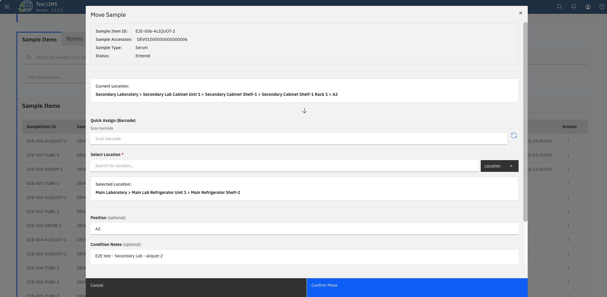 Move Sample interface